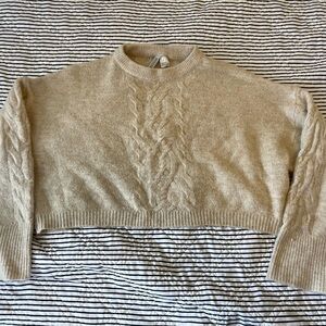 Divided Beige Cable Knit cropped Sweater